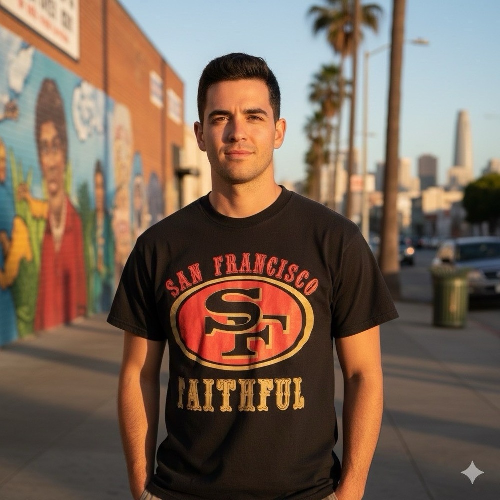 Vintage San Francisco 49ers Faithful‎ Graphic Tee Black Pro Athletic L